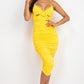 Cross Wrap Ruched Midi Dress