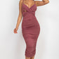 Cross Wrap Ruched Midi Dress