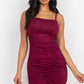 Double Ruched Front And Ruched Back Detail Mini Dress