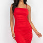 Double Ruched Front And Ruched Back Detail Mini Dress