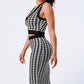 Luxe Gingham Rib Knit Top And Skirt Sets