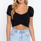 Short Slv Back Tie Crop Knit Top