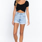 Short Slv Back Tie Crop Knit Top