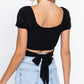 Short Slv Back Tie Crop Knit Top