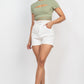 Self-tie Ribbon Front Cutout Crop Top