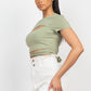 Self-tie Ribbon Front Cutout Crop Top