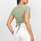 Self-tie Ribbon Front Cutout Crop Top