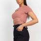 Self-tie Ribbon Front Cutout Crop Top