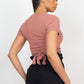 Self-tie Ribbon Front Cutout Crop Top
