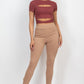 Self-tie Ribbon Front Cutout Crop Top