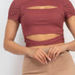 Self-tie Ribbon Front Cutout Crop Top