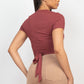Self-tie Ribbon Front Cutout Crop Top