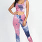Tie Dye Crop Top And Leggings Yoga Gym Set