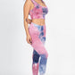 Tie Dye Crop Top And Leggings Yoga Gym Set