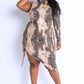 Snake Print Unbalance Tie Dress